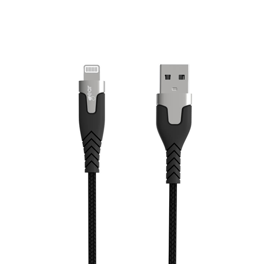GEAR Laddkabel PRO USB-A till Lightning C89 1.5m Svart Kevlarkabel med Metalkopplingar