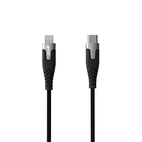 GEAR Laddkabel PRO USB-C till Lightning C94 1.5m Svart Kevlarkabel med Metalkopplingar