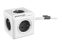 Allocacoc PowerCube extended - Kraftdistributionsenhet - 250 V - 3680 Watt - utgångskontakter: 4 - 1.5 m sladd - grå, vit