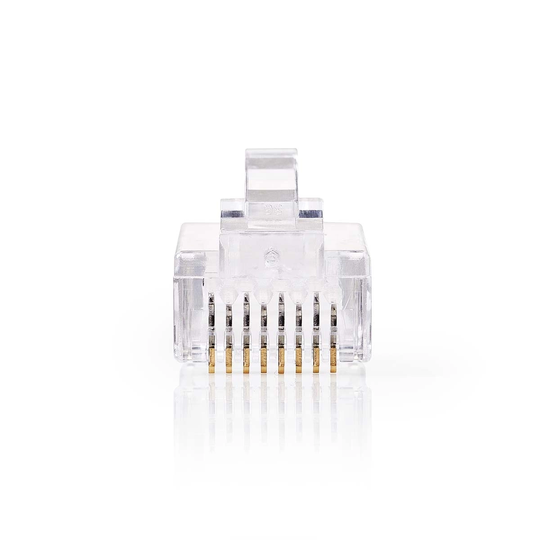 RJ45-kontakt | Hane | Solid UTP CAT6 | Rak | Guldplaterad | 10 st. | PVC | Transparent | Låda