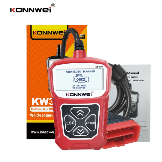 Konnwei KW 310 OBDII+EOBD Fordon Motorkodläsare, Röd