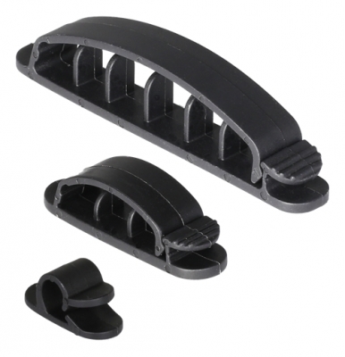 Kabelhållare 1/3/6 platser, 10-pack, svart