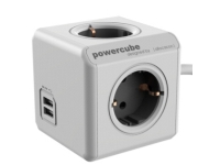 Allocacoc PowerCube extended usb - Strömfördelningsenhet - AC 220-240 V - utgångskontakter: 4 (CEE 7/4) - 3 m - Tyskland - vagn grå