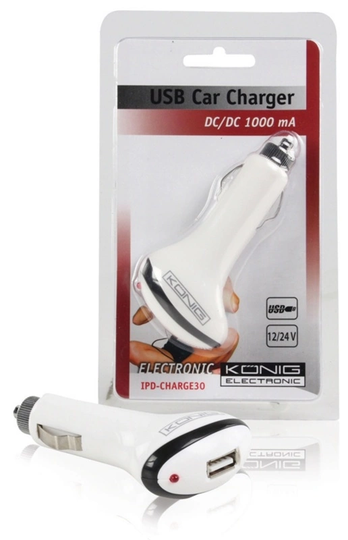 Billaddare 1-Utgång 1.0 A USB Vit