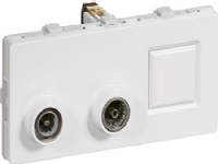 LAURITZ KNUDSEN TV ,Radio og RJ45 slutdåse, 2 modul 3 stik TD301FUGA®Farve: vit