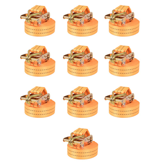vidaXL Lastspännare med spärr 10 st 1 ton 6mx38mm orange