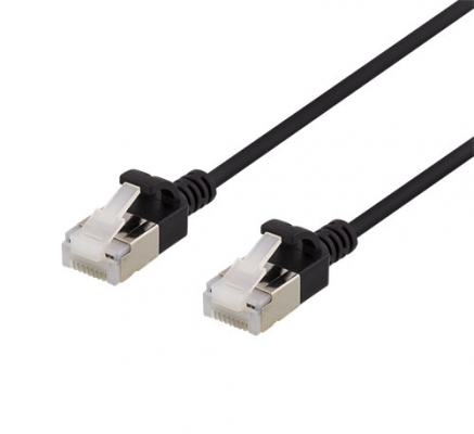 Cat6a U/FTP Nätverkskabel slim RJ45 svart 500MHz 1M
