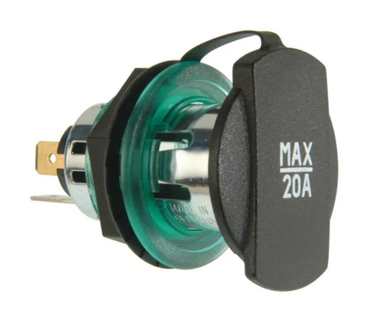 Infällt 12 V-uttag 21 mm