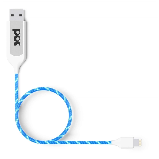 Pac Laddkabel Lightning 1M Blå Led Belyst Kabel
