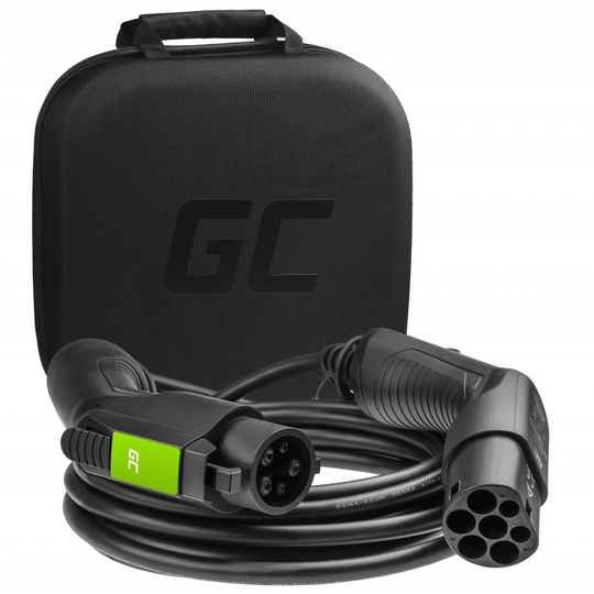 GREENCELL Laddkabel Elbil EV20 Typ1 5m 7.2kW 16A 1-FAS Svart IP55