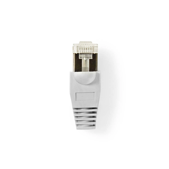 RJ45-kontakt | Hane | Solid UTP CAT5 | Rak | Guldplaterad | 10 st. | PVC | Grå / Transparent | Kuvert