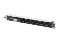 DIGITUS DN-95417 - Effektband (kan monteras i rack) - AC 250 V - 4000 Watt - ingång: ström - utgångskontakter: 6 - 1U - 19 - 1.8 m sladd - svart, silver, RAL 9005