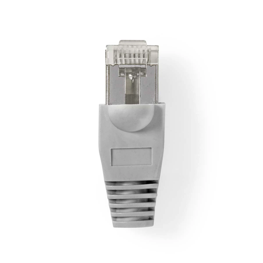 RJ45-kontakt | Hane | Solid UTP CAT5 | Rak | Guldplaterad | 10 st. | PVC | Grå / Transparent | Låda