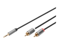 DIGITUS - Ljudkabel - stereo mini jack hane till RCA x 2 hane - 1 m - svart