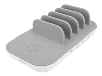 Digitus - Opladningsstation - 58 Watt - 3 A - PD 3.0 - 5 utgångsstikforbindelser (4 x USB, USB-C) - vit/grå