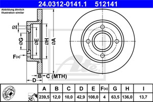 Bromsskiva, Framaxel, ford fiesta iv, ka, mazda 121 iii, 1013581, 1019598, 1112542, 1E03-33-251, 1E03-33-251A, 1E04-33-251