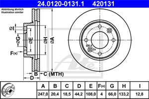 Bromsskiva, Framaxel, citroën visa, peugeot 205 i, 205 ii, 205 cabriolet i, 4246 90, 4246 A6, 91 517 694