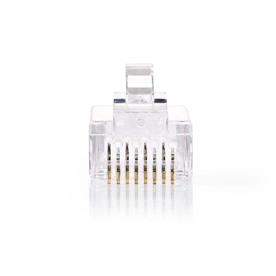 RJ45-kontakt | RJ45 Pass Through | Strandad UTP CAT5 | Rak | Guldplaterad | 10 st. | PVC | Transparent | Plastpåse