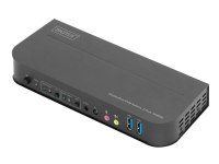 DIGITUS DS-12850 - Omkopplare för tangentbord/video/mus/ljud/USB - 2 x KVM/ljud/USB - 1 lokal användare - skrivbordsmodell