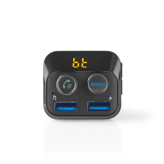 Bil FM-sändare | Trådlösa samtal | LED Skärm | Bluetooth | Bas boost | Svart