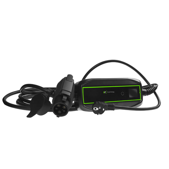 GREENCELL Laddkabel Elbil EV17 Typ1 Schuko 6.5m 3.6kW 10/16A LCD Svart IP66