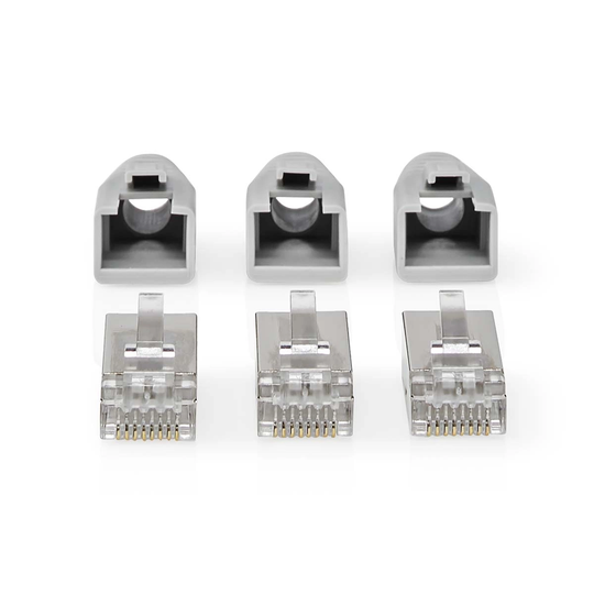 RJ45-kontakt | RJ45 Pass Through | Solid/strängad FTP CAT6 | Rak | Guldplaterad | 10 st. | PVC | Grå / Svart / Vit | Låda