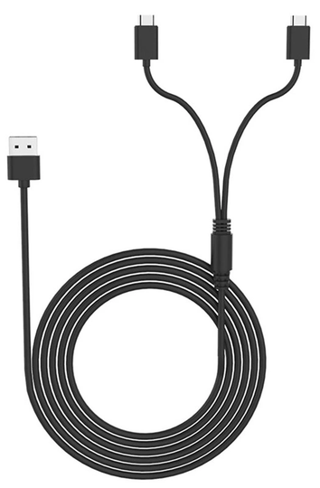 Laddkabel 2i1 till flera handkontroller, 2xUSB-C, Svart