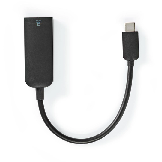 USB-nätverkskort | USB 3.2 Gen 1 | 1000 Mbps | USB-C Hane | RJ45 Hona | 0.20 m | Rund | Nickelplaterad | Förtent Koppar | Svart