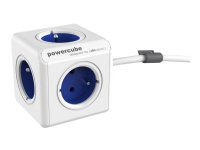 Allocacoc PowerCube extended - Strömfördelningsenhet - 250 V - 3680 Watt - utgångskontakter: 4 (2 x USB, 4 x ström Typ E) - 1,5 m sladd - vit, blå