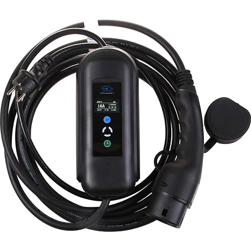 Elbilsladdare, Portabel 5+1m för elbil - 1-Fas, 8A-16A, Typ 2