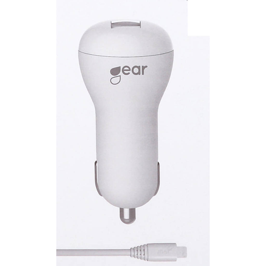 GEAR Laddare 12-24V 1xUSB 1A Vit Lightning Kabel Rund 1m MFI
