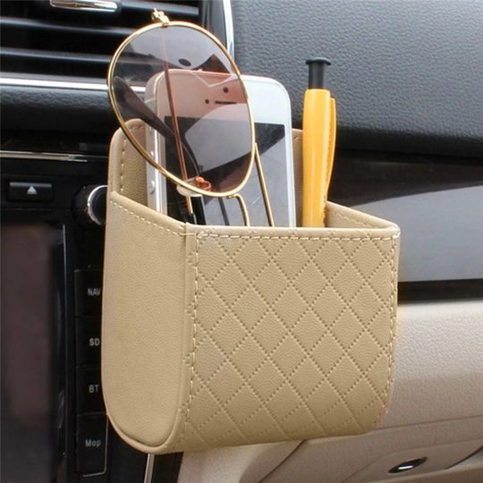 Snygg mobilhållare till bilen i PU-läder, Beige