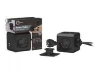 MicroConnect PowerCube Extended Duo USB - strömfördelningsenhet - ingång: Typ E (2 x USB, Typ F/E) - 3 m sladd