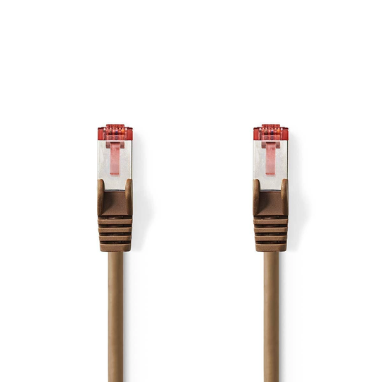 Cat 6 kabel | RJ45 hane | RJ45 hane | S/FTP | 0.20 m | Rund | LSZH | Brun | Plastpåse