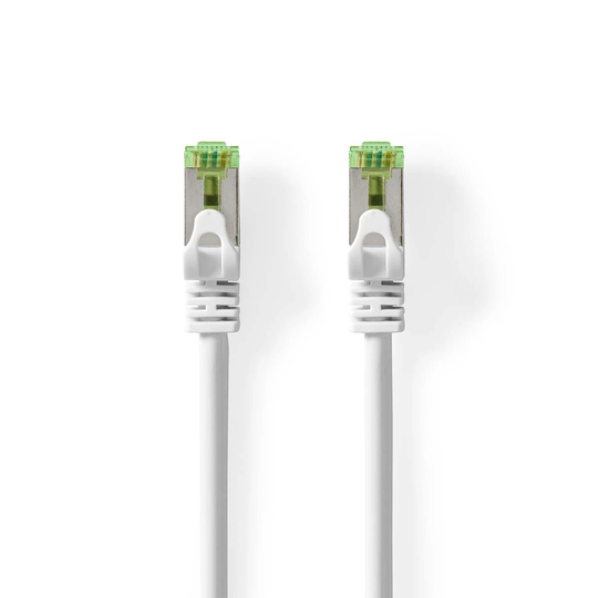Cat 7 kabel | PiMF | RJ45 hane | RJ45 hane | 1.00 m | Snagless | Rund | LSZH | Vit | Låda