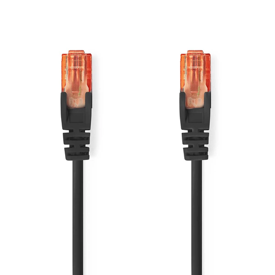 Cat 6 kabel | RJ45 hane | RJ45 hane | U/UTP | 30.0 m | Rund | PVC | Svart | Plastpåse