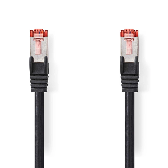 Cat 6 kabel | RJ45 hane | RJ45 hane | S/FTP | 1.50 m | Rund | LSZH | Svart | Plastpåse