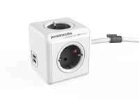 Allocacoc PowerCube extended usb - Strömfördelningsenhet - AC 230 V - utgångskontakter: 4 (CEE 7/4) - vagn grå