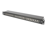 DIGITUS Professional DN-91624S-EA-B - Patch-panel - CAT 6a - STP - RJ-45 X 24 - svart, RAL 9005 - 1U - 19