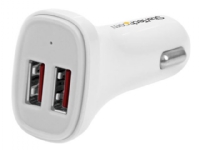 StarTech.com Dual Port USB Car Charger - 24W/4.8A White - Strömadapter för bil - 24 Watt - 4.8 A - 2 utdatakontakter (USB) - vit - för P/N: USBLT1MW, USBLT1MWS, USBLT2MBR, USBLT2MW, USBLT30CMW, USBLTM1MBK, USBLTM1MWH
