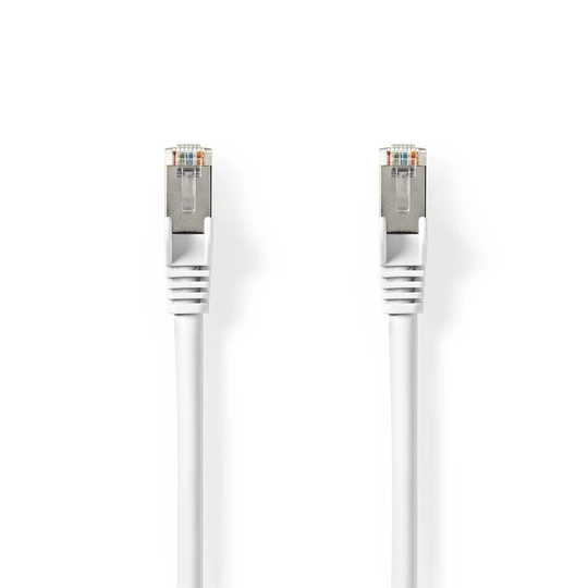 Cat 8.1 kabel | S/FTP | RJ45 hane | RJ45 hane | 10.0 m | Rund | LSZH | Vit | Plastpåse