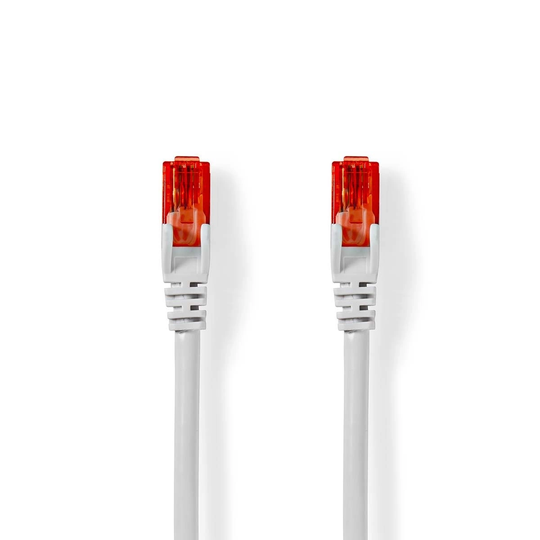 Cat 6 kabel | RJ45 hane | RJ45 hane | U/UTP | 0.25 m | Rund | PVC | Vit | Plastpåse