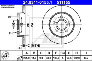 Bromsskiva, Bakaxel, ford c-max, focus ii, focus cabriolet ii, focus c-max, focus sedan ii, focus turnier ii, 1223540, 1223543, 1253728,