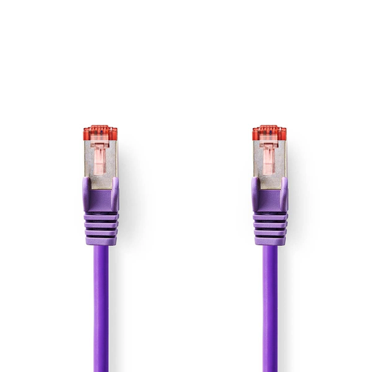 Cat 6 kabel | RJ45 hane | RJ45 hane | S/FTP | 1.50 m | Rund | LSZH | Violett | Plastpåse