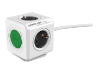 Allocacoc PowerCube Extended +switch - Strömfördelningsenhet - AC 100-250 V - 3680 Watt - utgångskontakter: 4 (4 x power Type F) - 1,5 m sladd - Tyskland, Nederländerna - kelly-green