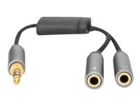DIGITUS - Ljudsplitter - 4-poligt minijack kontakt till minijack mottagare - 20 cm - dubbelt skärmad - svart