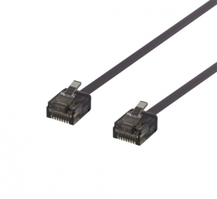 Cat6a U/UTP Nätverkskabel platt RJ45 svart 500MHz 1M