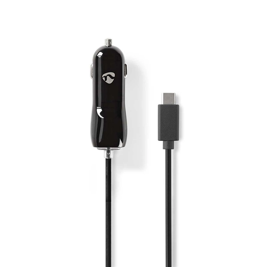 Billaddare | 3.0 A | Fast kabel | USB-CT | Svart