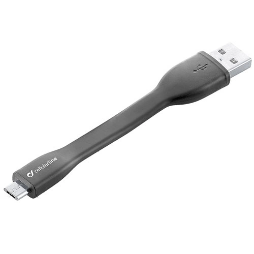 Cellularline Kort flexibel laddkabel MicroUSB 11cm, Svart