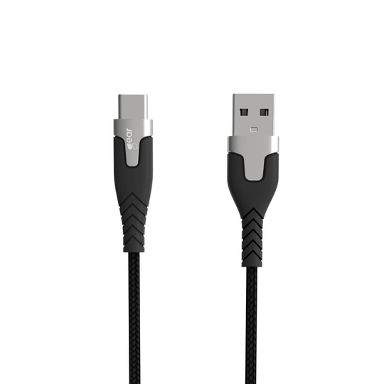 GEAR Laddkabel PRO USB-A till USB-C 2.0 1.5m Svart Kevlarkabel med Metalkopplingar